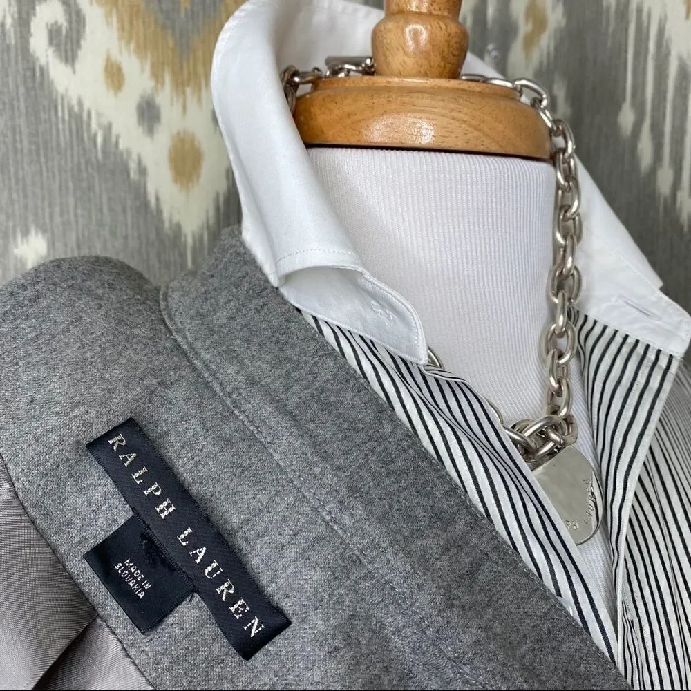 Ralph Lauren Grey Cashmere Blend Moto Jacket - Picture 2 of 16